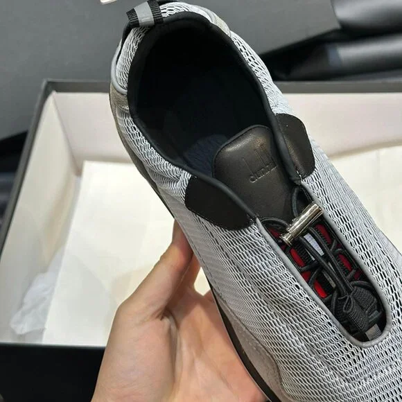 Dunhill Mens Lace-Up Leisure Mesh Sneakers Grey - Picture 8 of 10